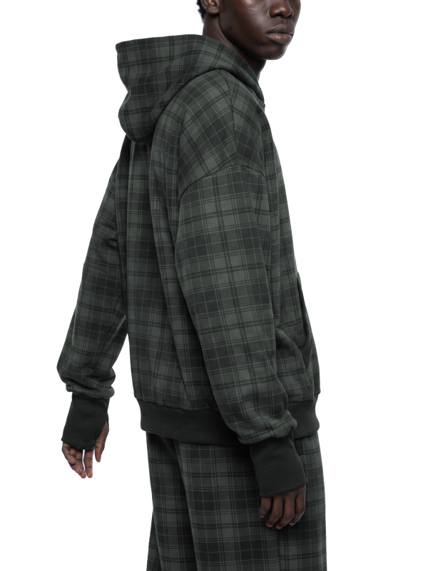 Unisex Plaid Color Block Hoodie