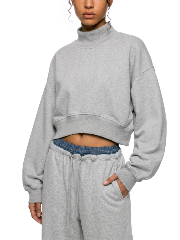 Women's Crop Mock Neck Sweatshirt