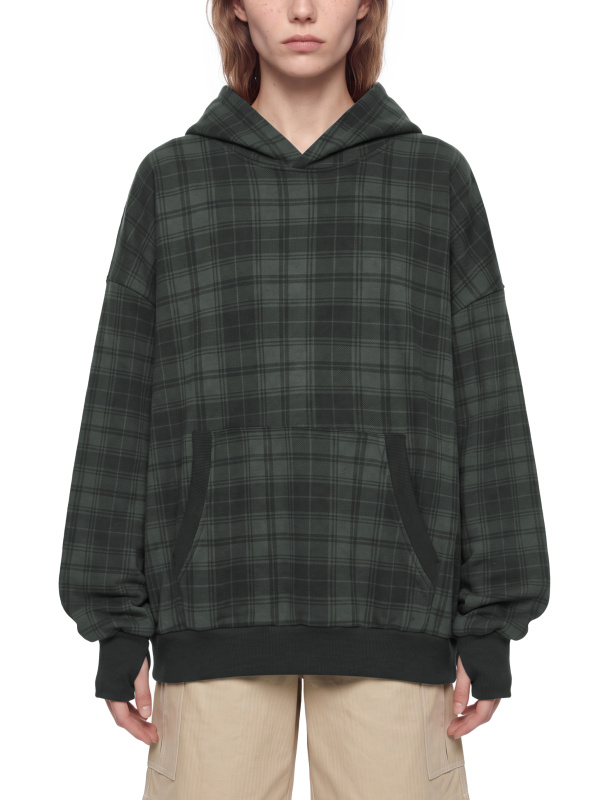 Unisex Plaid Color Block Hoodie