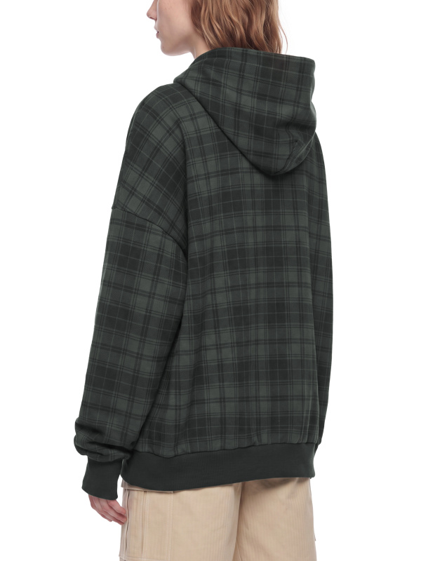 Unisex Plaid Color Block Hoodie