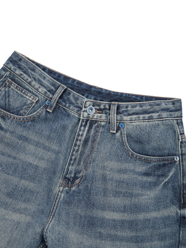 Men's Vintage Wash Straight Leg Denim Jeans