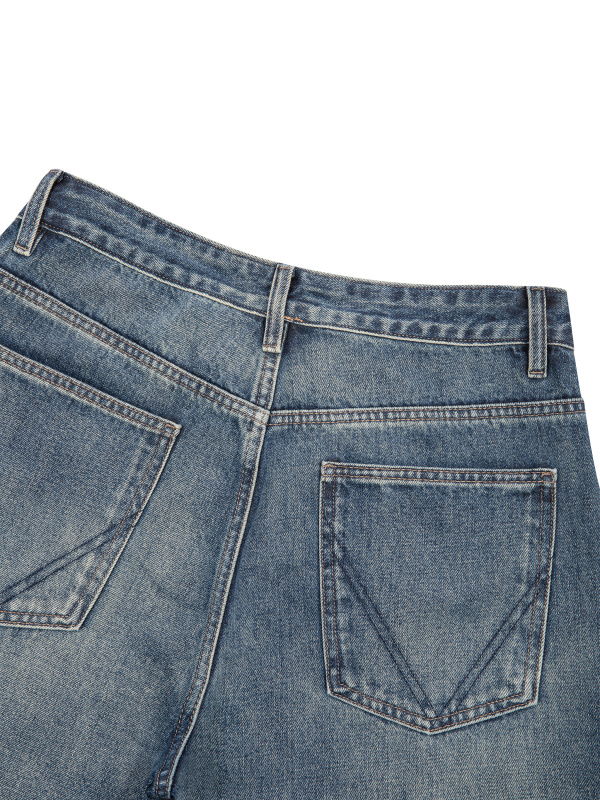 Men's Vintage Wash Straight Leg Denim Jeans