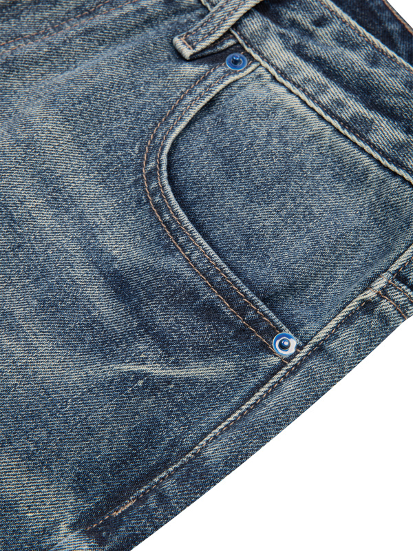 Men's Vintage Wash Straight Leg Denim Jeans
