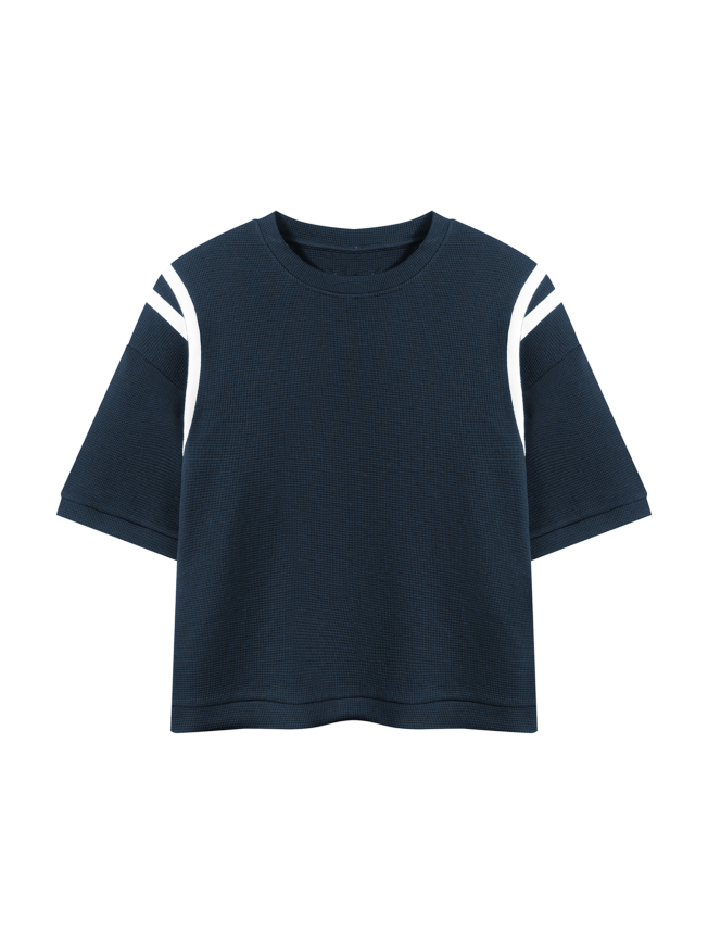 Unisex Color Block Waffle Boxy T-Shirt