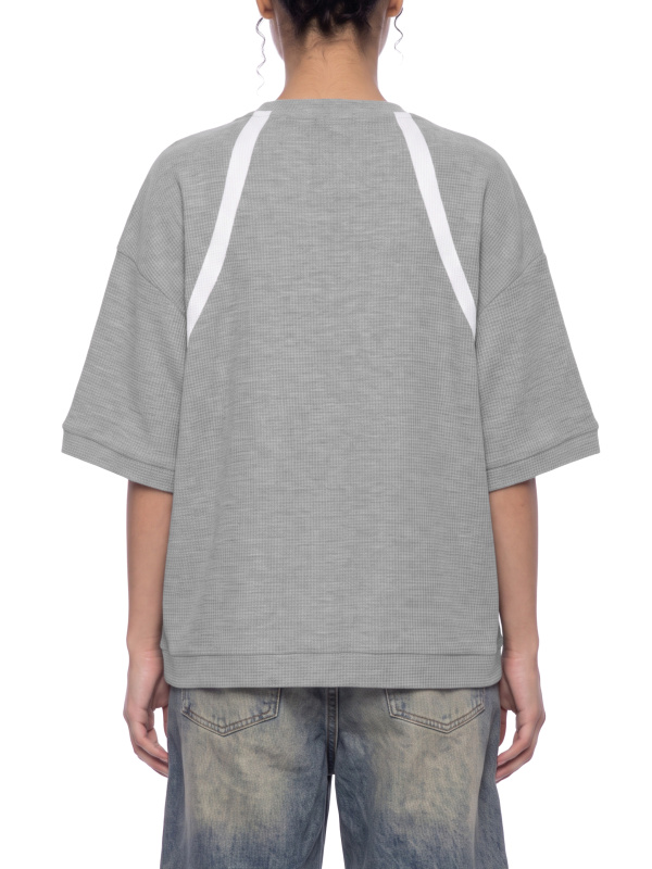 Unisex Color Block Waffle Boxy T-Shirt