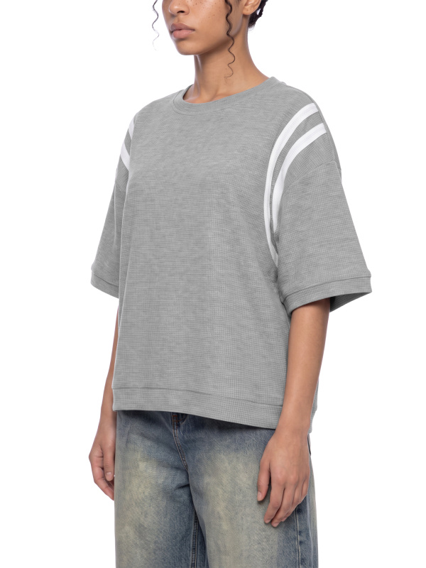 Unisex Color Block Waffle Boxy T-Shirt