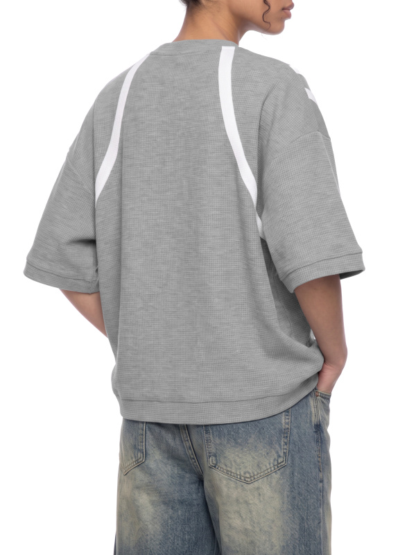 Unisex Color Block Waffle Boxy T-Shirt
