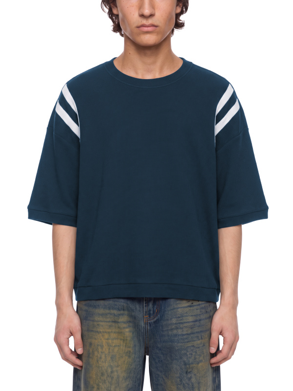 Unisex Color Block Waffle Boxy T-Shirt