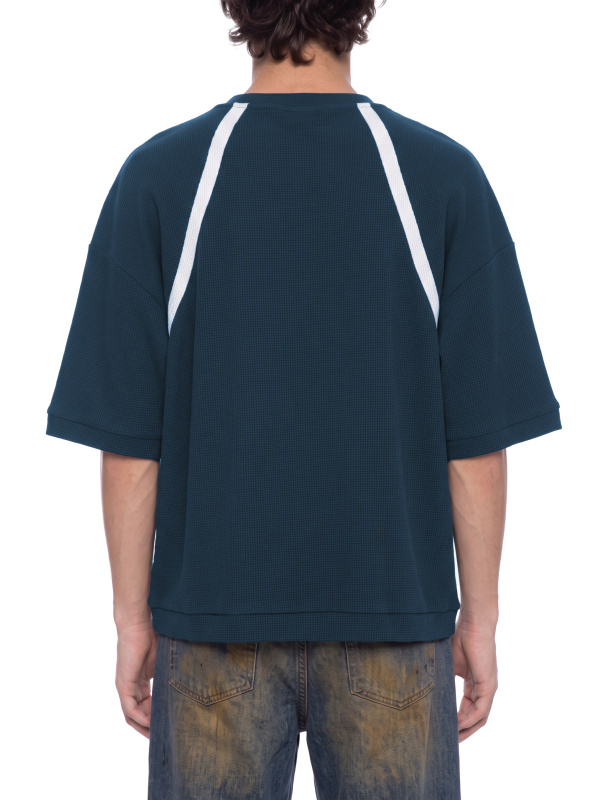 Unisex Color Block Waffle Boxy T-Shirt