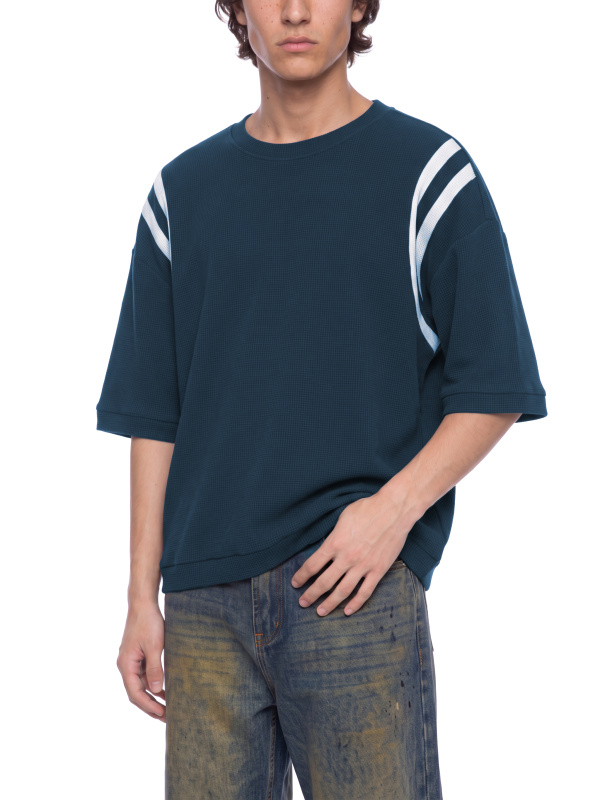 Unisex Color Block Waffle Boxy T-Shirt