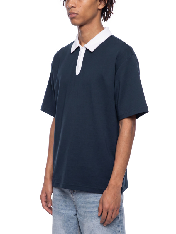 Unisex Color Block Quarter-Zip Polo Shirt