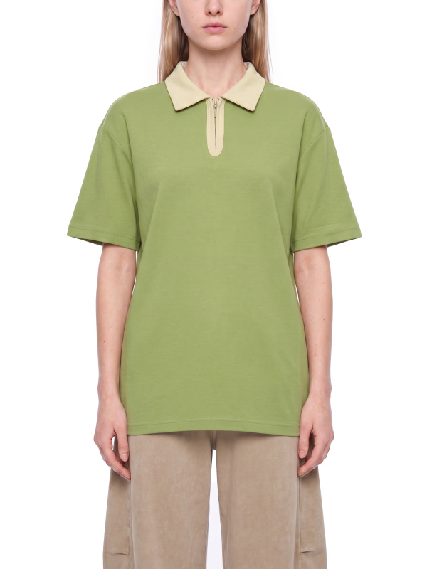 Unisex Color Block Quarter-Zip Polo Shirt