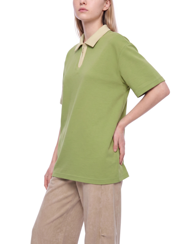 Unisex Color Block Quarter-Zip Polo Shirt