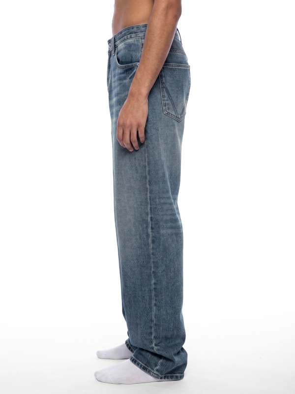 Men's Vintage Wash Straight Leg Denim Jeans