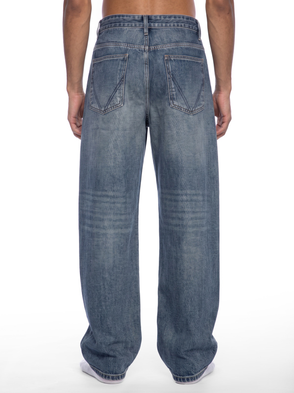 Men's Vintage Wash Straight Leg Denim Jeans