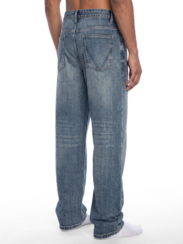 Men's Vintage Wash Straight Leg Denim Jeans