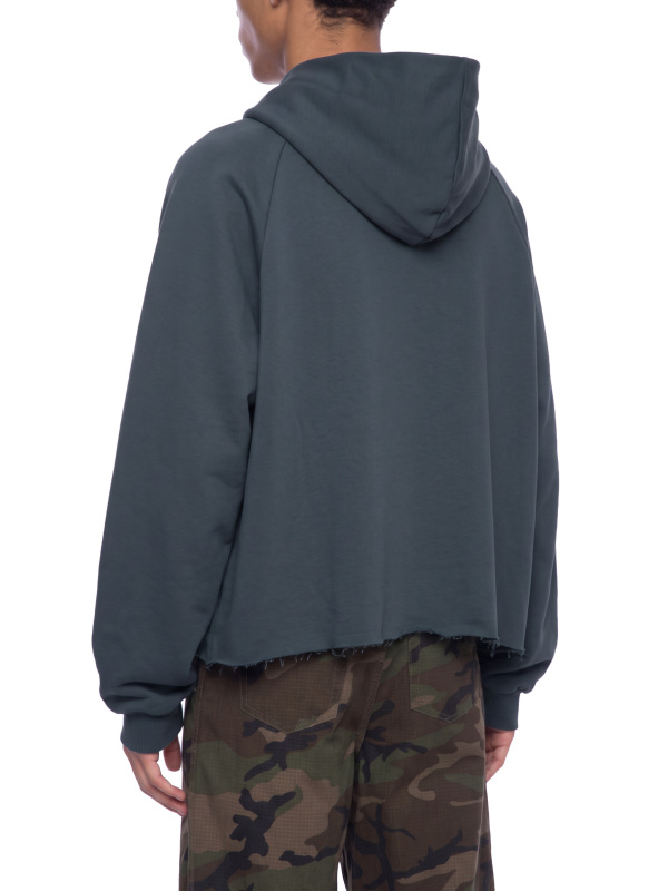 Unisex Vintage Wash Raw Edge Boxy Hoodie