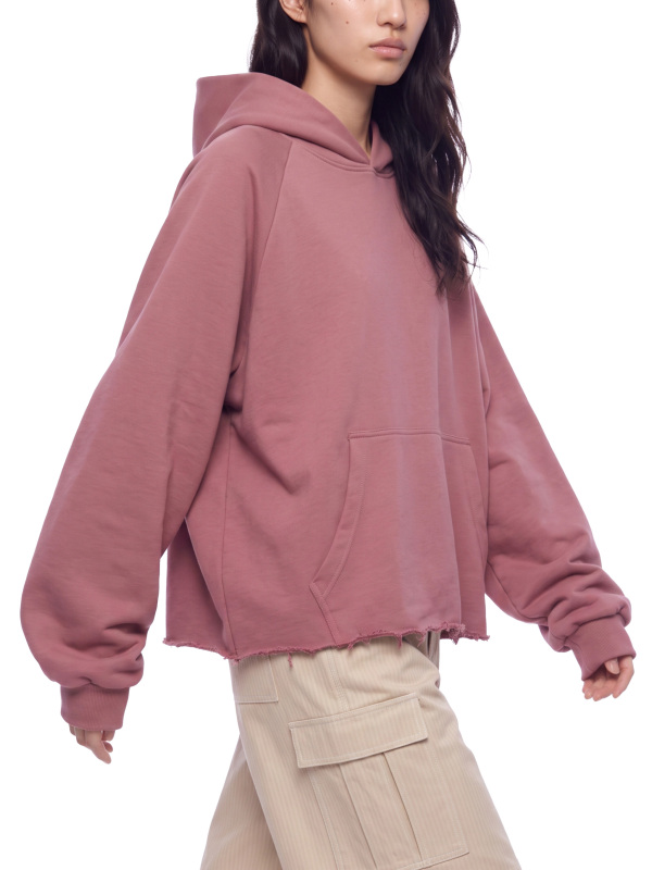 Unisex Vintage Wash Raw Edge Boxy Hoodie