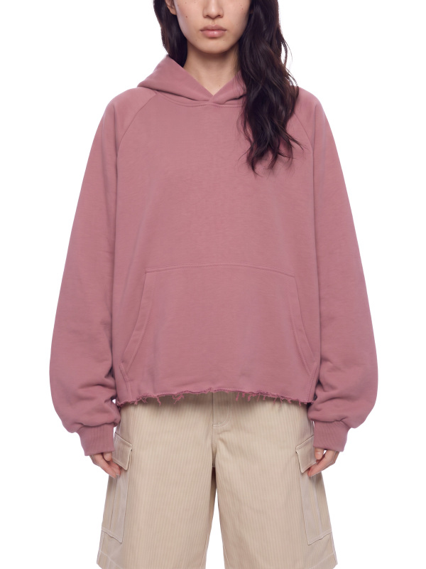 Unisex Vintage Wash Raw Edge Boxy Hoodie