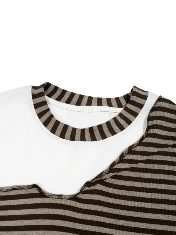 Unisex Striped Panel Boxy Long Sleeve T-Shirt