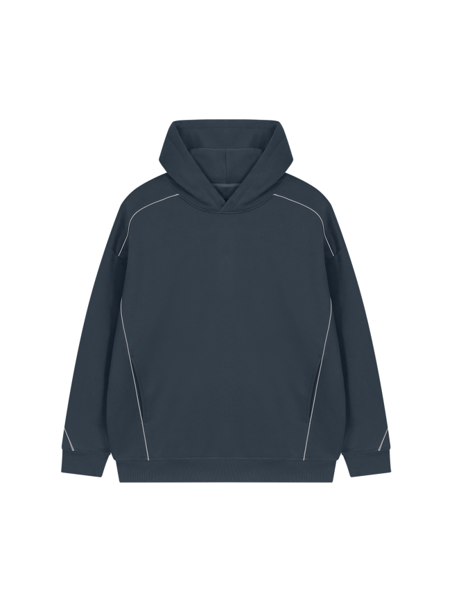Unisex Oversized Piping Fleece Hoodie