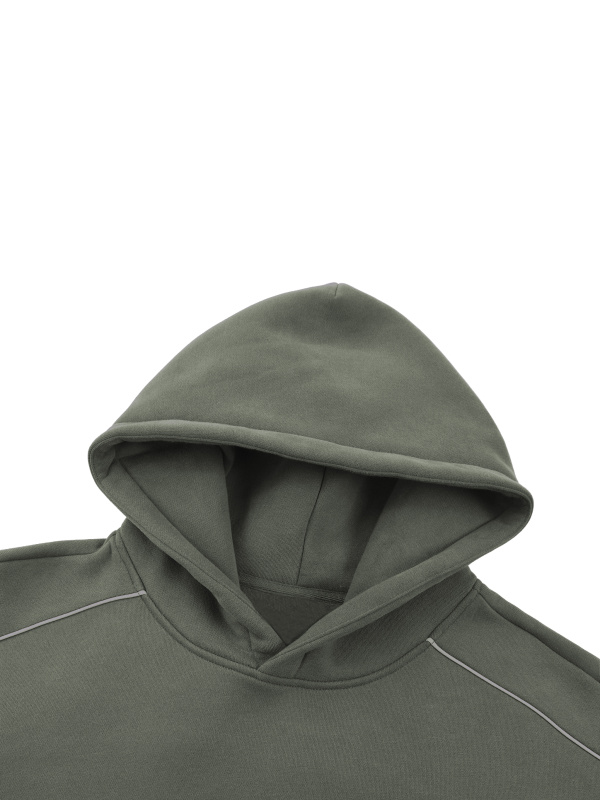 Unisex Oversized Piping Fleece Hoodie