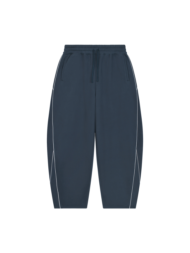 Unisex Piping Fleece Barrel Leg Sweatpants