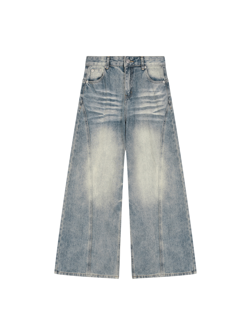 Women’s Vintage Wash Wide Leg Denim Jeans - Main Image