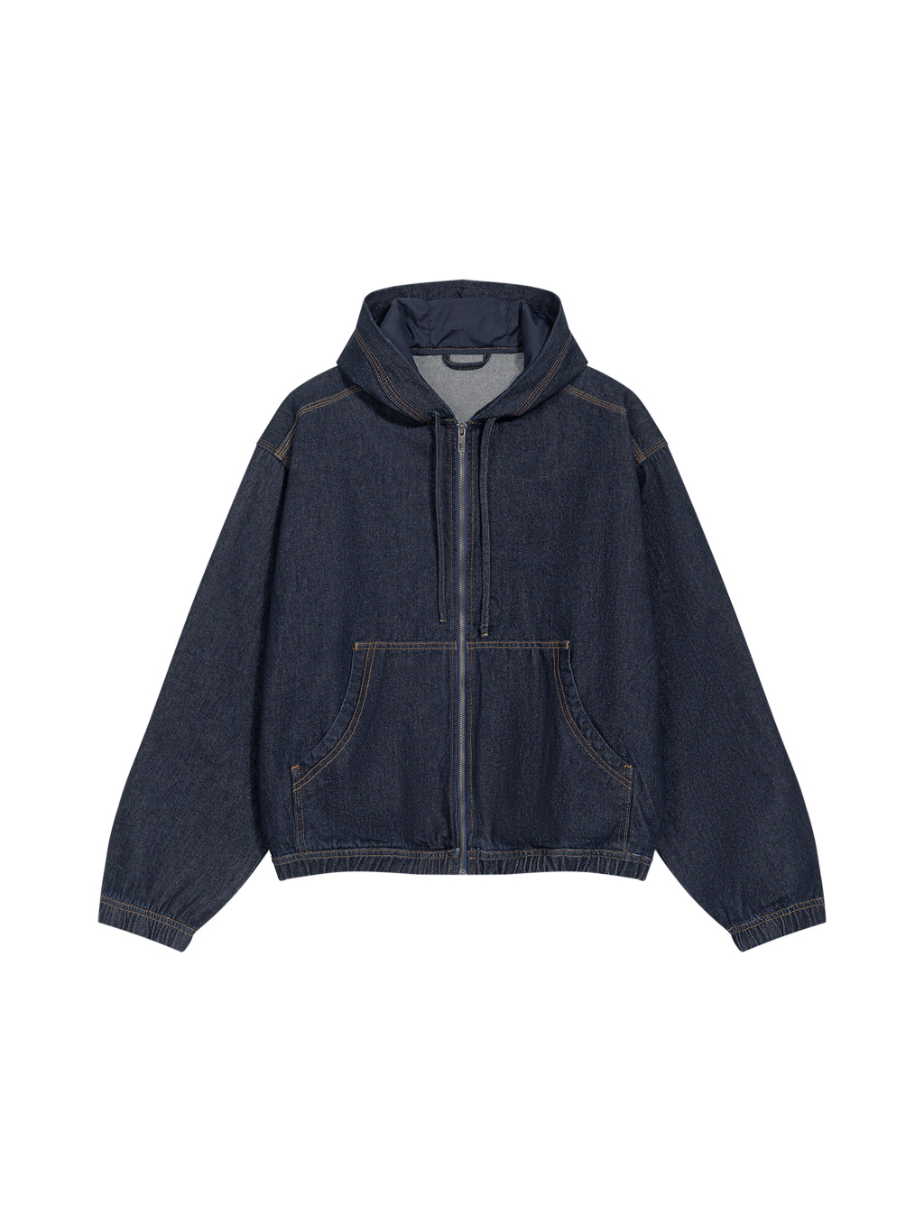 Men's Boxy Vintage Wash Hooded Denim Jacket - Main Image