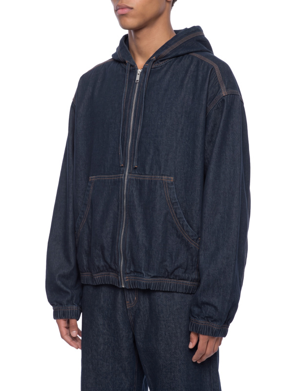 Men's Boxy Vintage Wash Hooded Denim Jacket