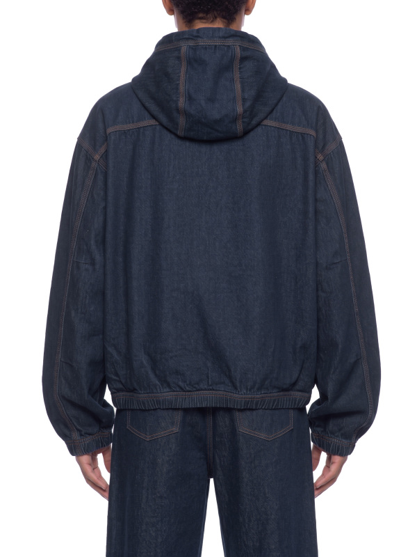 Men's Boxy Vintage Wash Hooded Denim Jacket