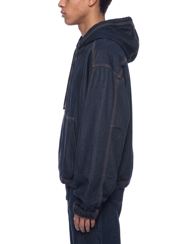 Men's Boxy Vintage Wash Hooded Denim Jacket