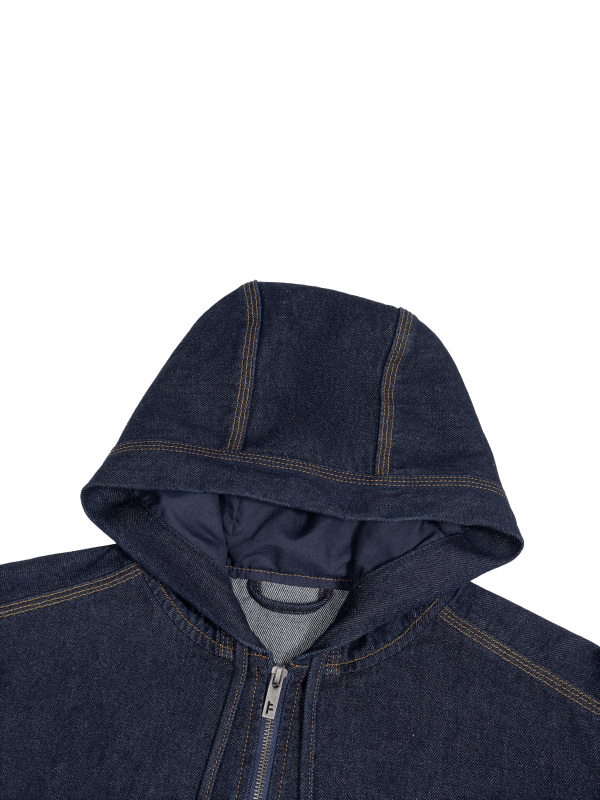 Men's Boxy Vintage Wash Hooded Denim Jacket