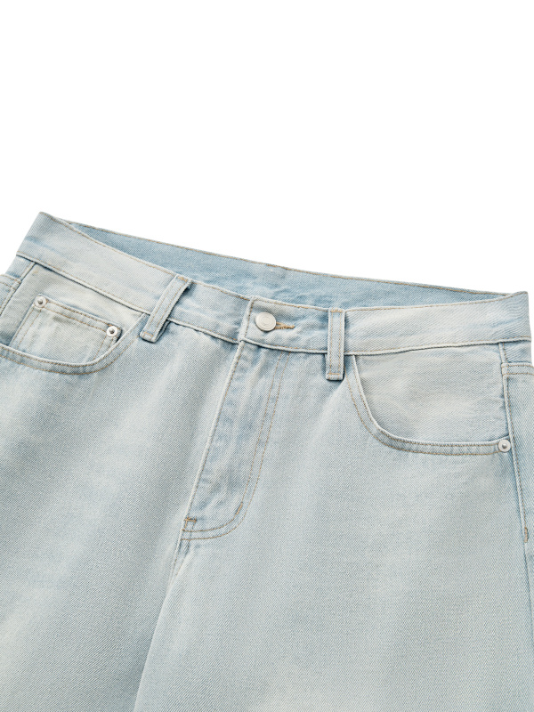 Men's Vintage Wash Wide Leg Denim Jeans