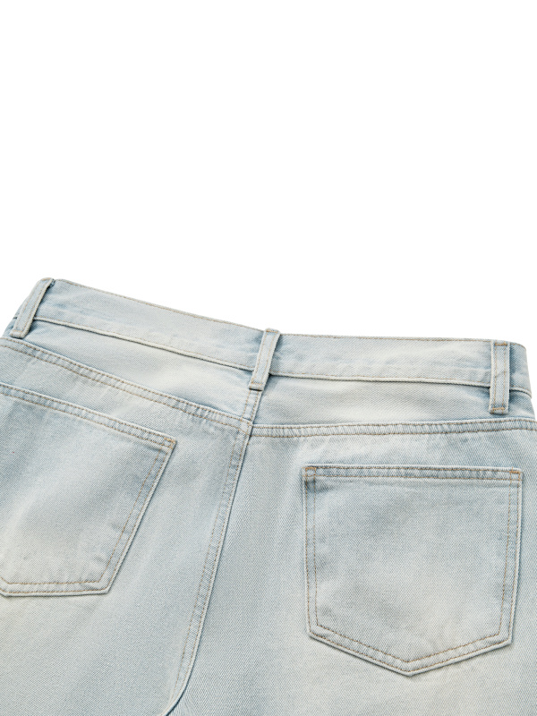 Men's Vintage Wash Wide Leg Denim Jeans