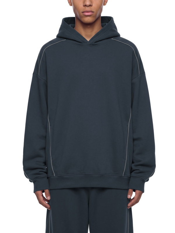Unisex Oversized Piping Fleece Hoodie