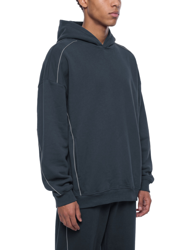 Unisex Oversized Piping Fleece Hoodie