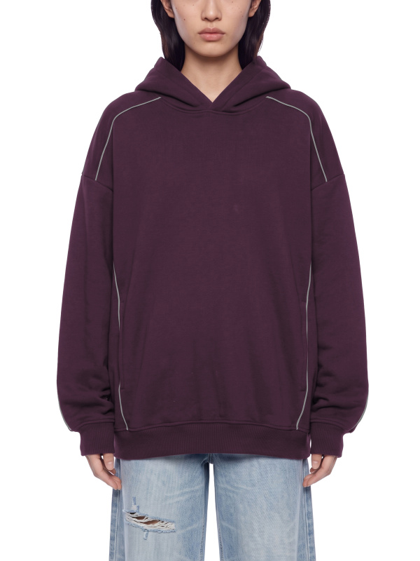Unisex Oversized Piping Fleece Hoodie