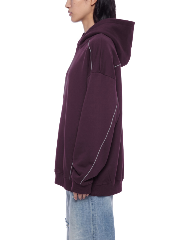 Unisex Oversized Piping Fleece Hoodie