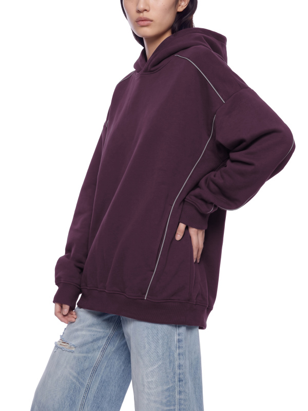 Unisex Oversized Piping Fleece Hoodie