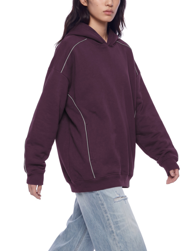 Unisex Oversized Piping Fleece Hoodie