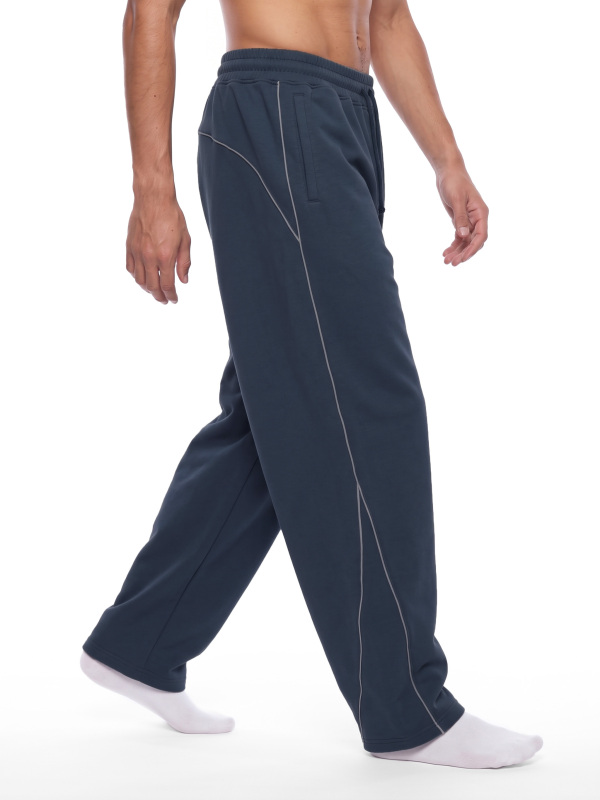 Unisex Piping Fleece Barrel Leg Sweatpants