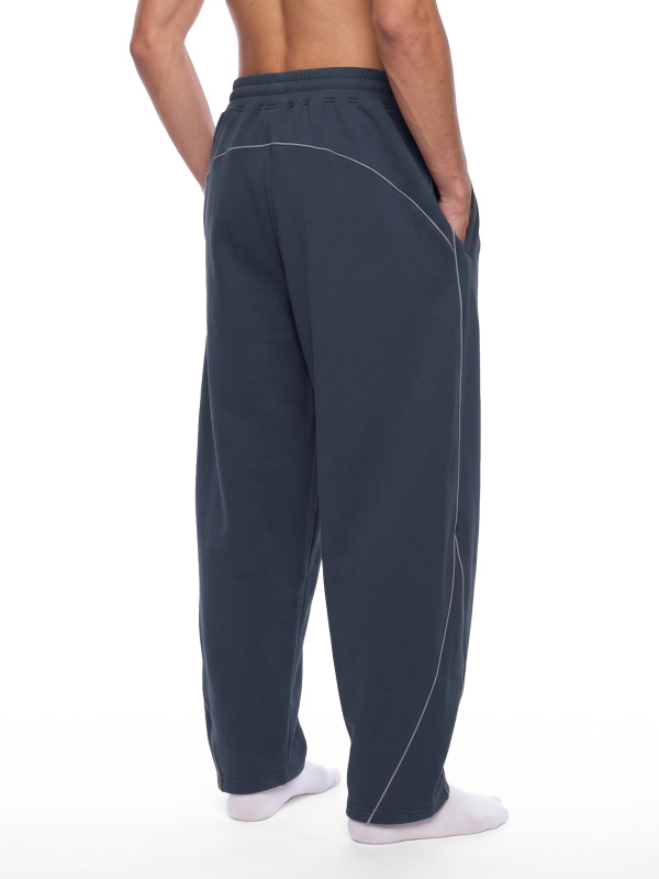 Unisex Piping Fleece Barrel Leg Sweatpants
