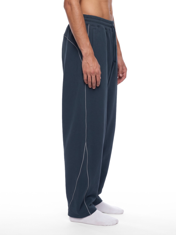 Unisex Piping Fleece Barrel Leg Sweatpants