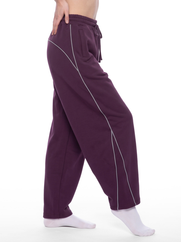 Unisex Piping Fleece Barrel Leg Sweatpants