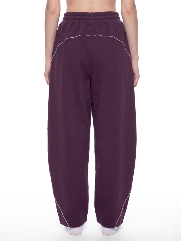 Unisex Piping Fleece Barrel Leg Sweatpants