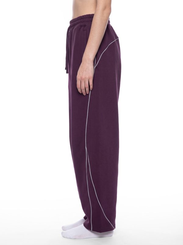 Unisex Piping Fleece Barrel Leg Sweatpants