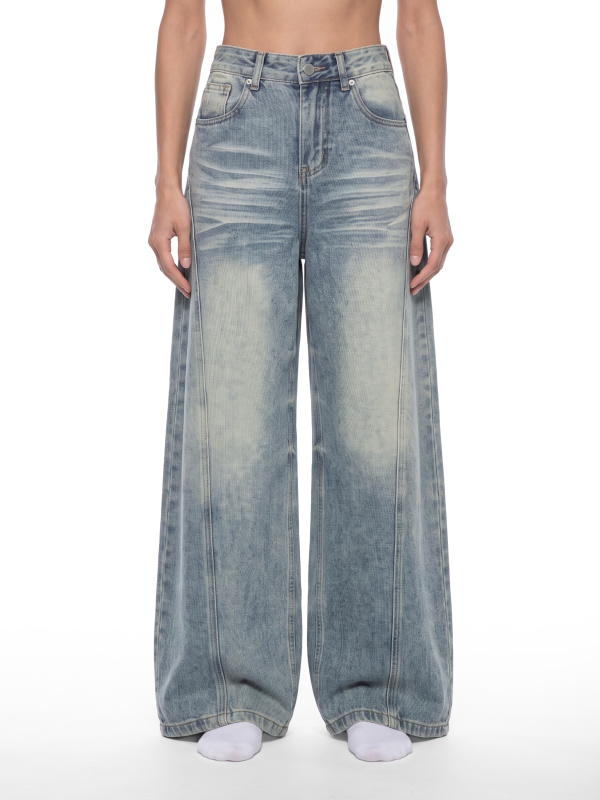 Women’s Vintage Wash Wide Leg Denim Jeans