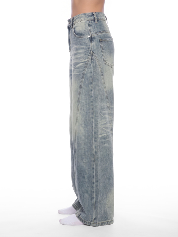 Women’s Vintage Wash Wide Leg Denim Jeans