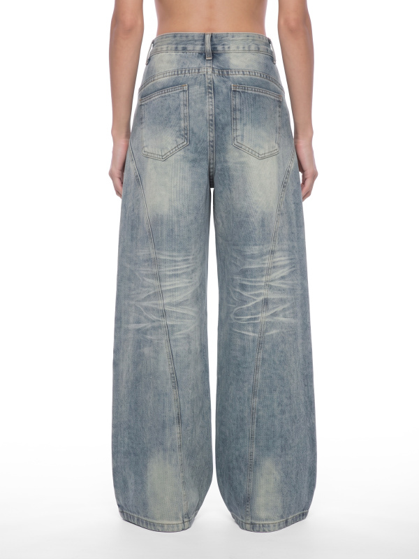 Women’s Vintage Wash Wide Leg Denim Jeans